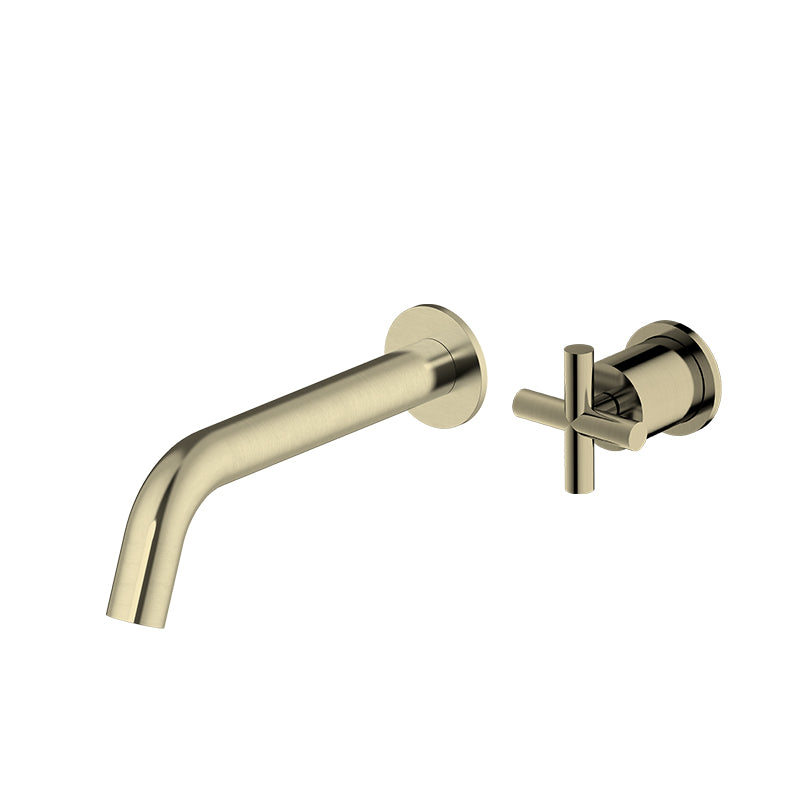 Grace Wall Spout Cross Progressive Mixer | Brushed Brass | Taffner Interiors