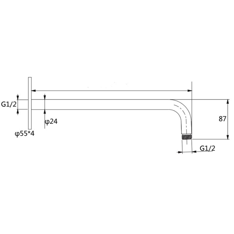 Shower Arm 350mm Filler | Dimensions | Taffner Interiors