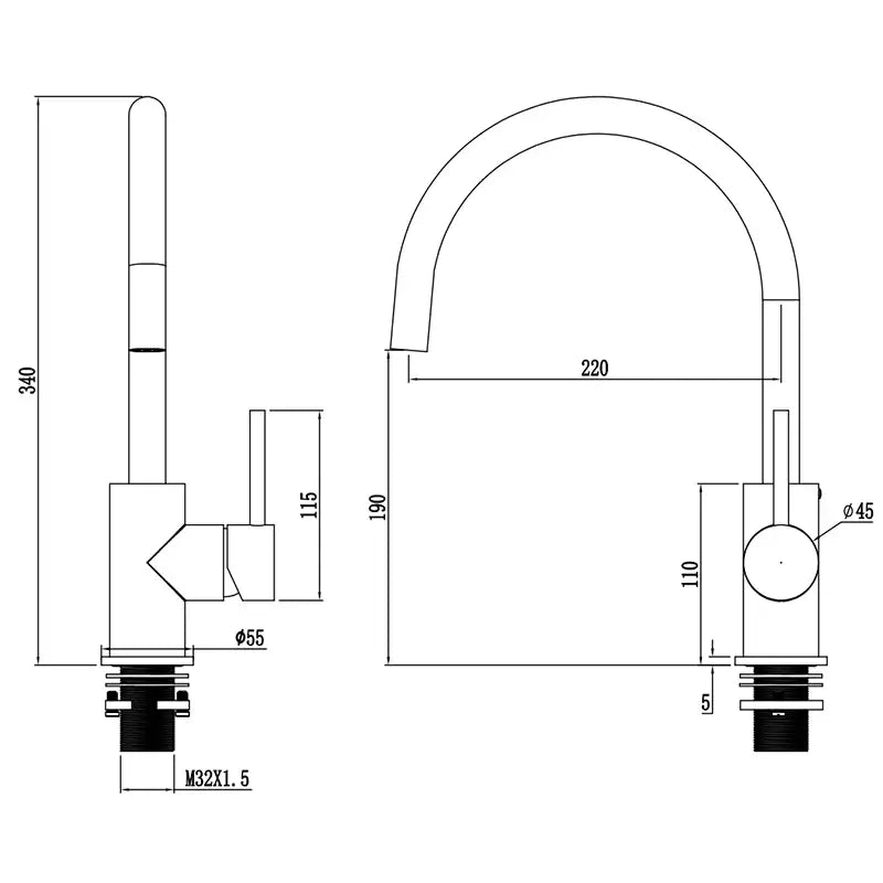 Mua Kitchen Mixer Tap | Dimensions | Taffner Interiors