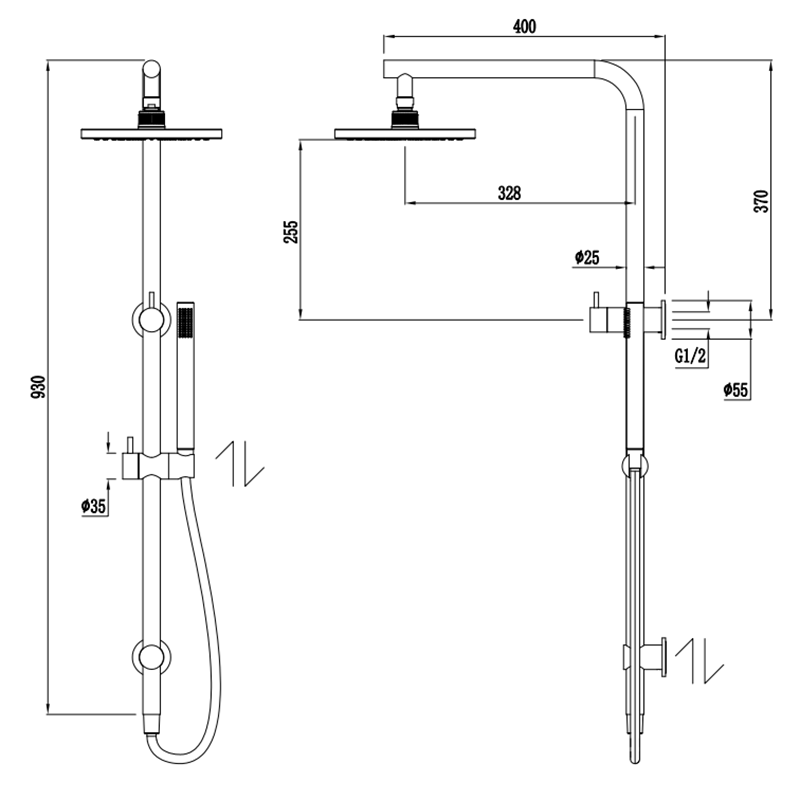 Shower Rail Set Bath Filler | Dimension | Taffner Interiors