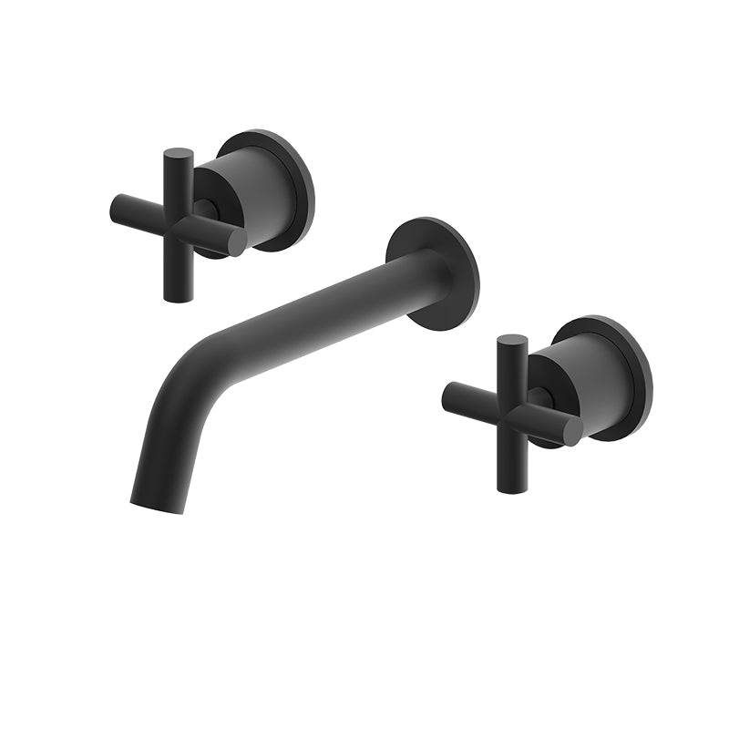 Grace Wall Spout Cross Mixer - Matte Black - Taffner Interiors Australia