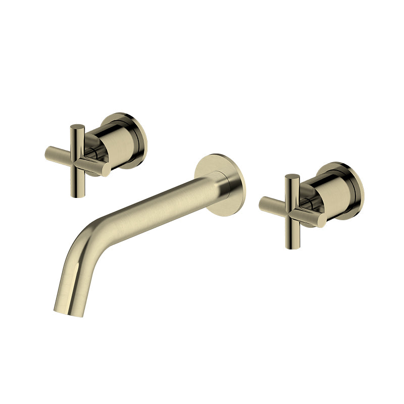 Grace Wall Spout Cross Mixer - Brushed Brass - Taffner Interiors Australia