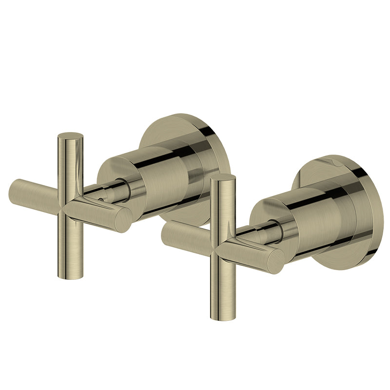 Grace Wall Double Mixer | Brushed Brass | Taffner Interiors